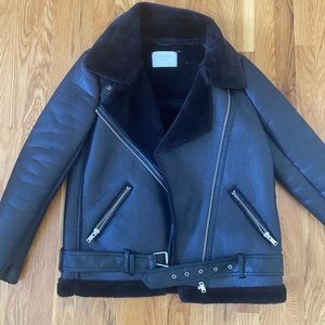 Black Faux Lined Aviator Jacket